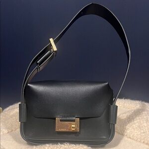 All Saints Frankie 3 In One Black Bag with Gold Clasp